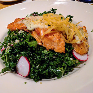 Almond crusted salmon salad