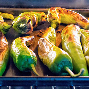 Broiling hatch chillies