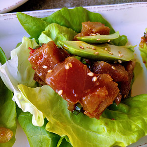 Ahi poke lettuce wrap