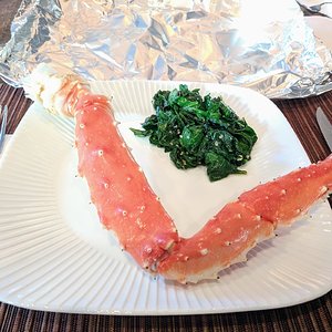 Crab leg & spinach dinner.jpg