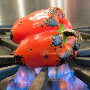 Charring a bell pepper
