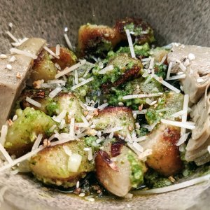 Cauliflower gnocchi and artichoke hearts