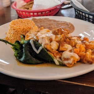 Shrimp chile relleno
