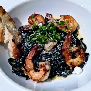 Squid ink noodles