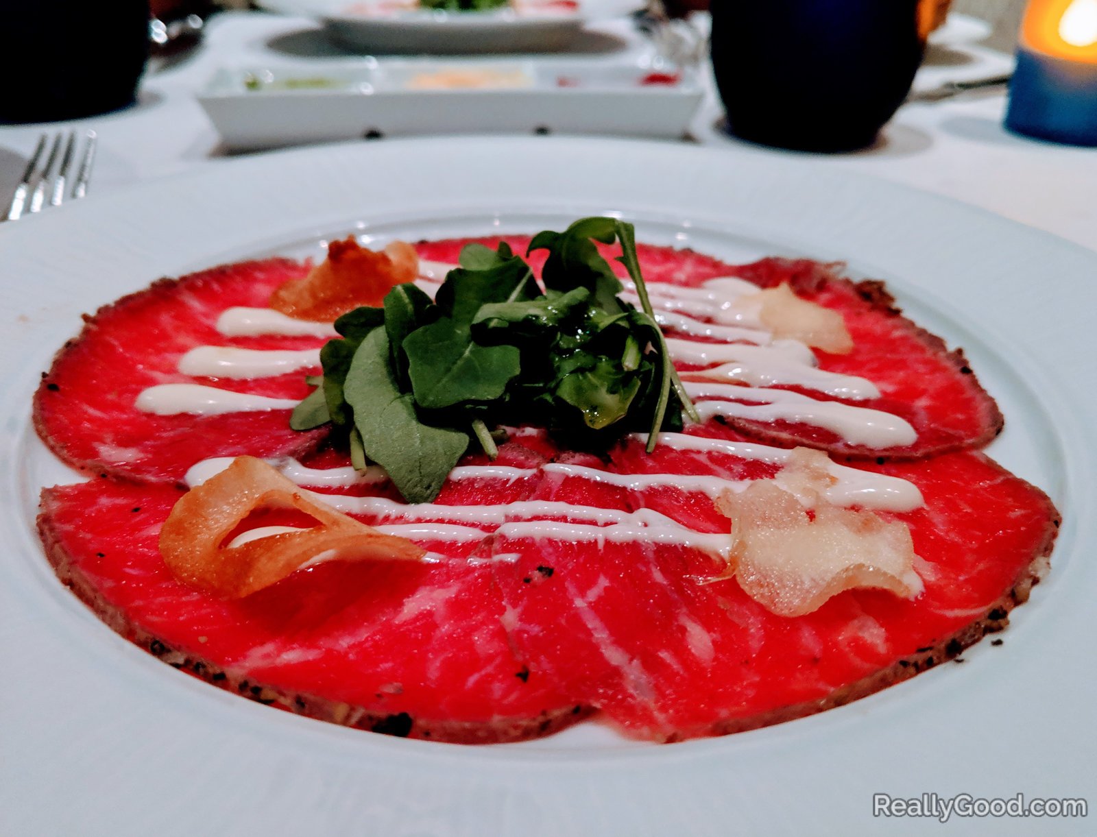 Beef carpaccio at the Blu Restaurant