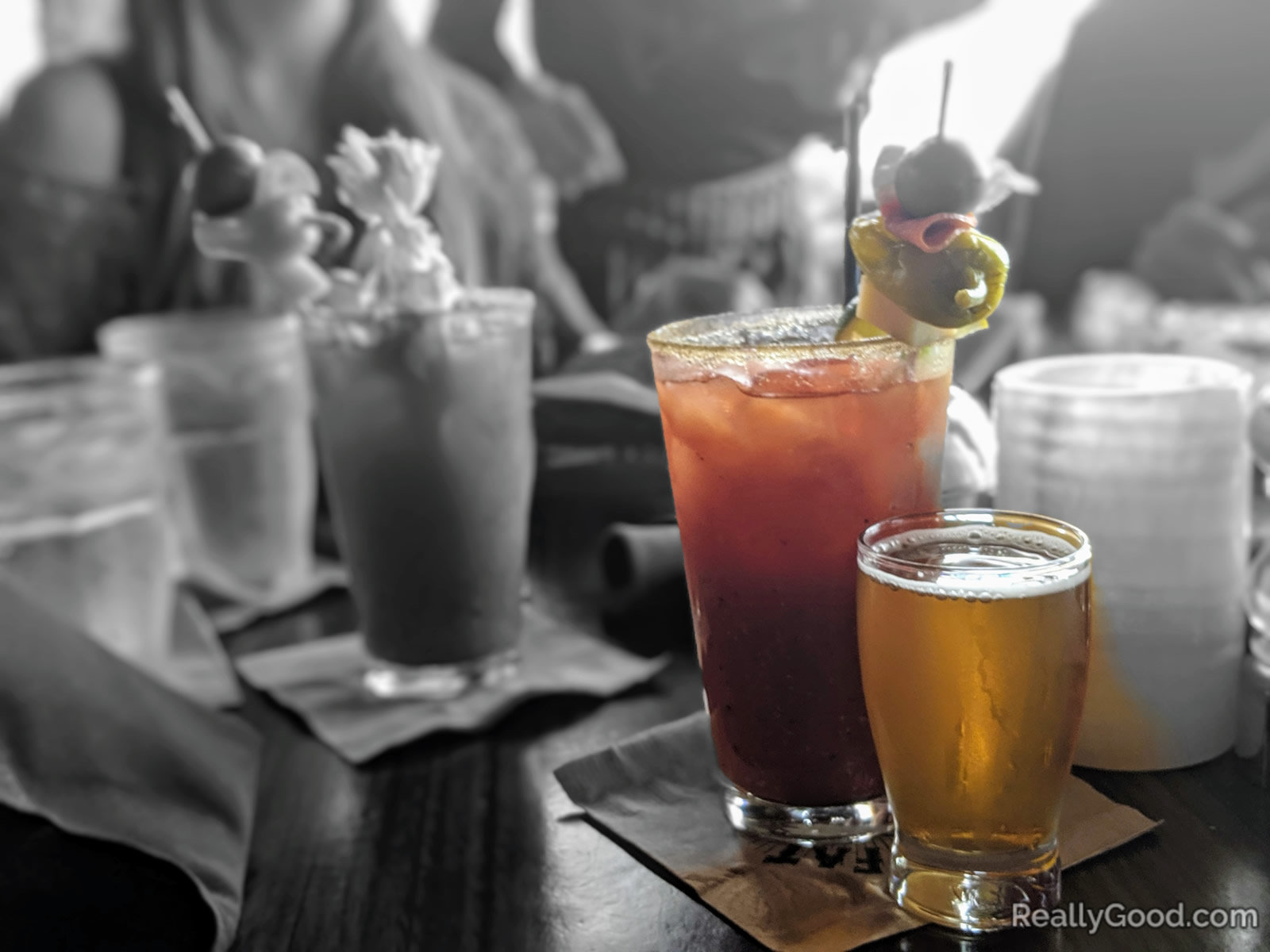 Bloody Mary with a beer back