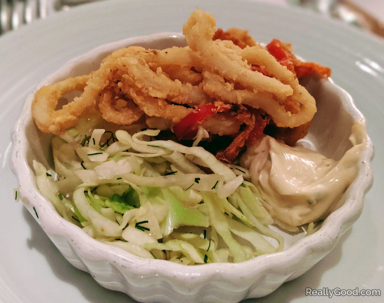 Calamari with cabbage slaw