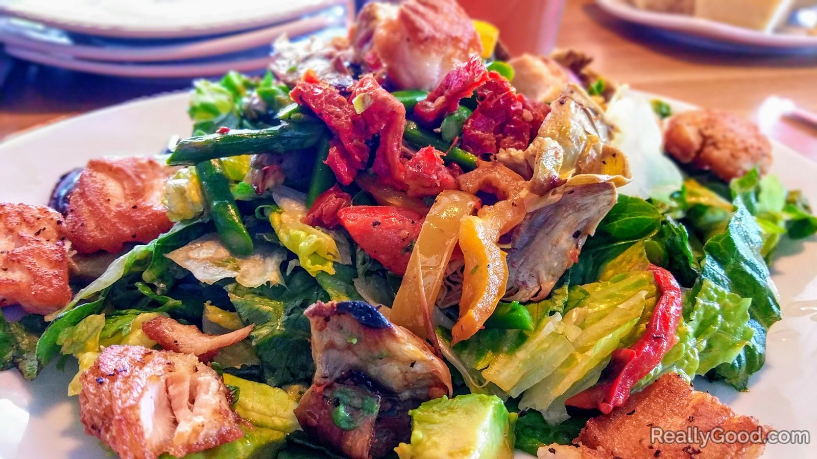 Roasted veggie salad with salmon